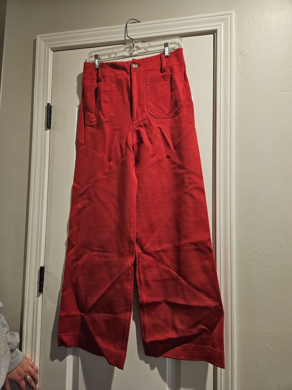 Maeve Red Wide-Leg Cropped Pants